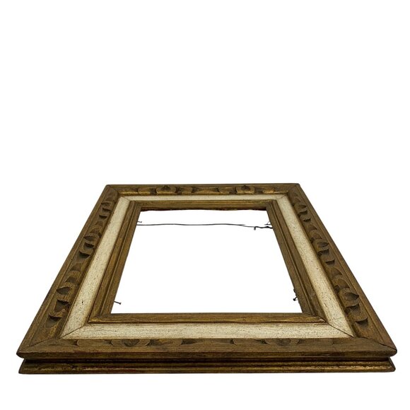 Vintage Ornate Heart Motif Hanging Wooden Picture Gold Tone Frame Made In Mexico - Picture 10 of 11